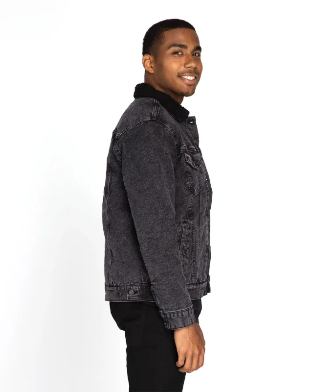 Threadfast Apparel Unisex Sherpa-Lined Denim Jacket — view 9