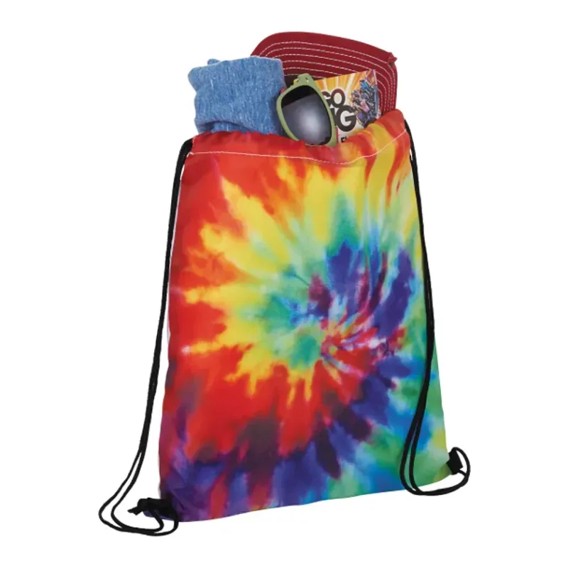 Custom Tie Dye Drawstring Bag with Pouch — view 4
