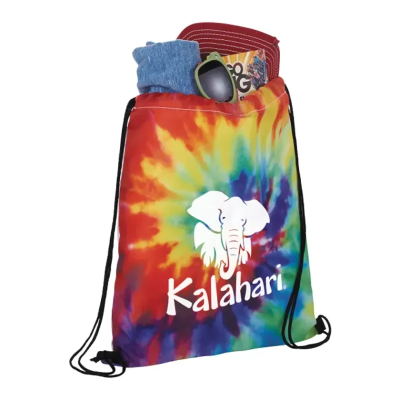 Custom Tie Dye Drawstring Bag with Pouch — view 6