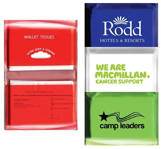 Custom Branded Tissue Packs - Compact 3-ply with Wallet Size for Promotions and Giveaways