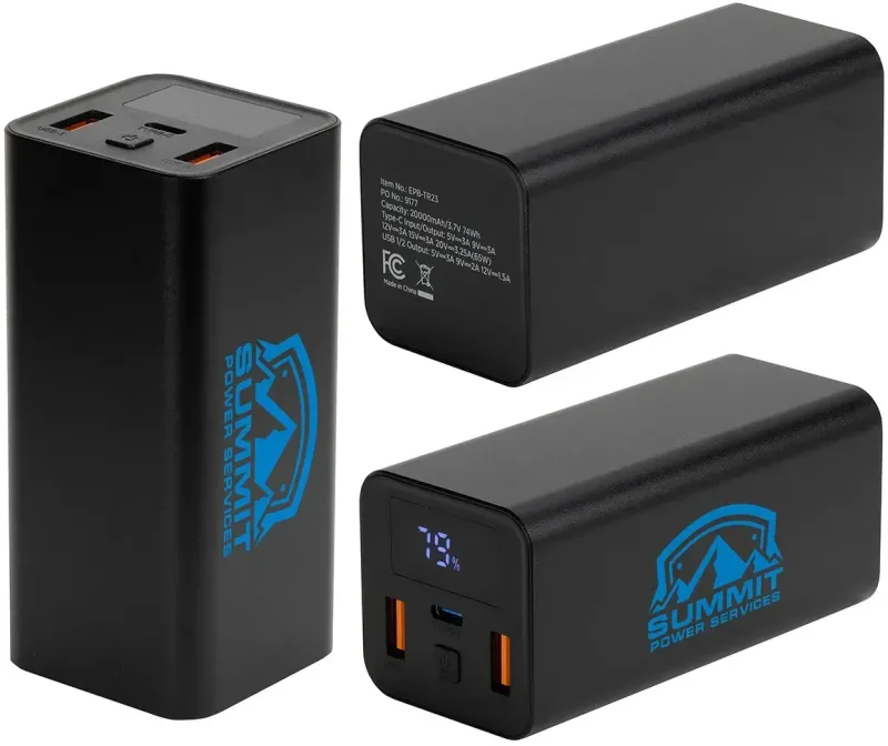 Touring 20000mAh 65W PD Power Bank with Type-C & Dual USB Ports — view 3