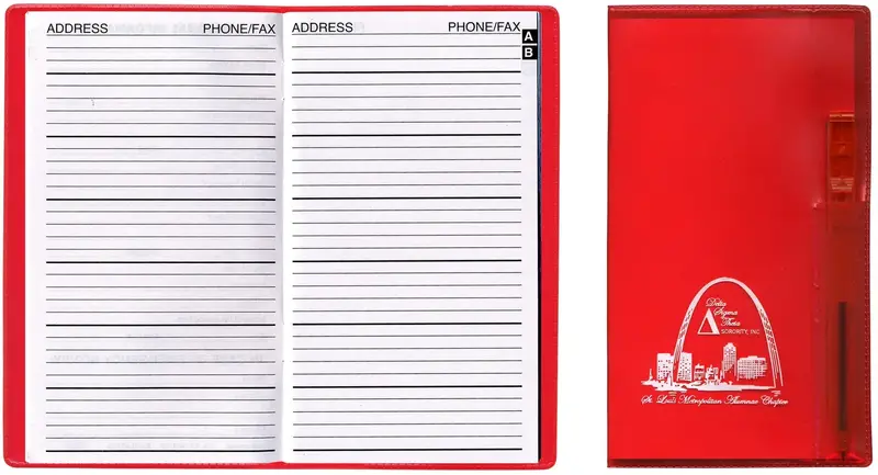 Branded Custom Vinyl Address Book with Pen