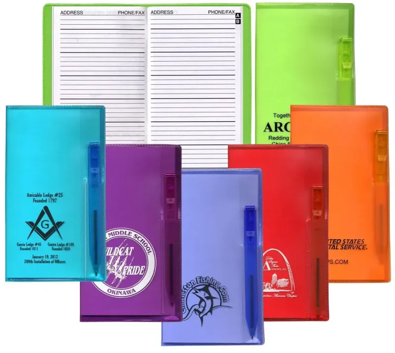 Branded Custom Vinyl Address Book with Pen — view 8