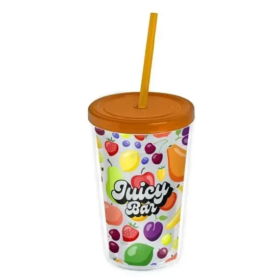 Transparent Tumbler with Straw Lid and Full-Color Insert (16 oz.) — view 2