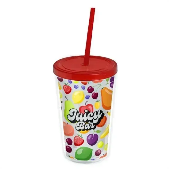 Transparent Tumbler with Straw Lid and Full-Color Insert (16 oz.) — view 5