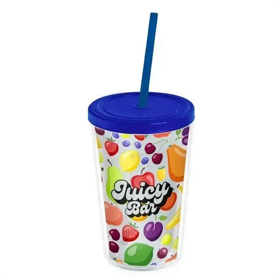 Transparent Tumbler with Straw Lid and Full-Color Insert (16 oz.) — view 6