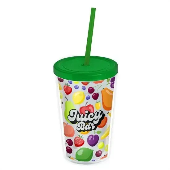 Transparent Tumbler with Straw Lid and Full-Color Insert (16 oz.) — view 7