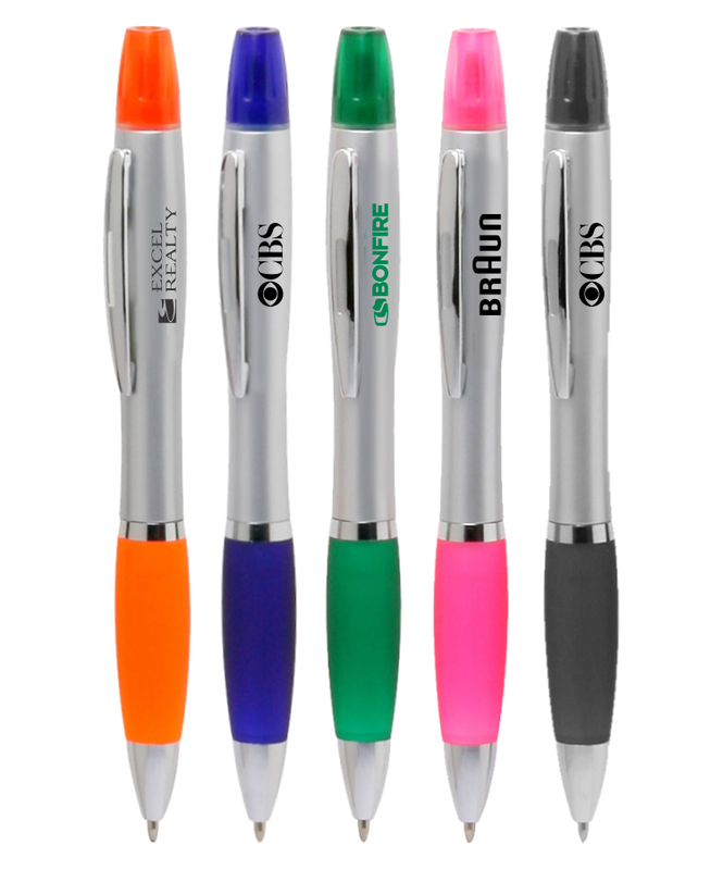 Trendy 2-in-1 Twist Pen and Highlighter Combo