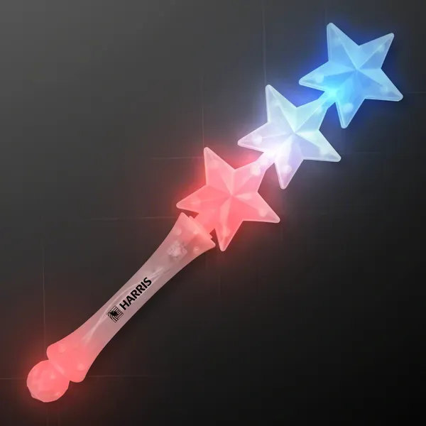 Triple Star Light Up Flashing Wand (Red White Blue)