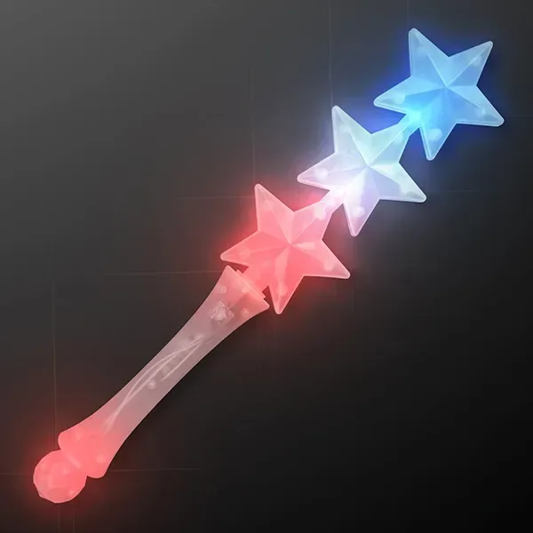 Triple Star Light Up Flashing Wand (Red White Blue) — view 2