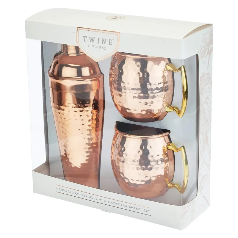 Twine Hammered Copper Bar Set — view 2