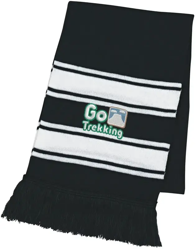 Two-Tone Knit Scarf With Fringe