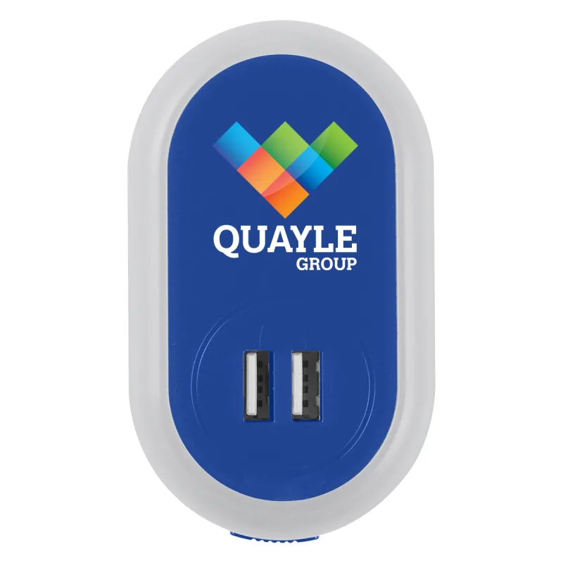 UL Listed Nightlight A/C Adapter With Dual USB Ports — view 2