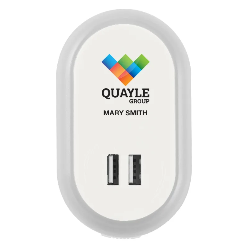 UL Listed Nightlight A/C Adapter With Dual USB Ports — view 7
