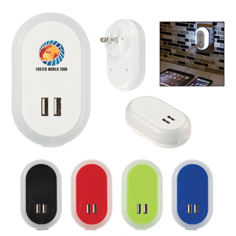 UL Listed Nightlight A/C Adapter With Dual USB Ports — view 9