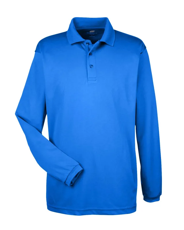 UltraClub Adult Cool & Dry Long-Sleeve Mesh Piqué Polo — view 11