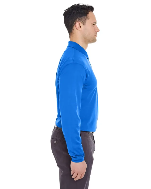 UltraClub Adult Cool & Dry Long-Sleeve Mesh Piqué Polo — view 12