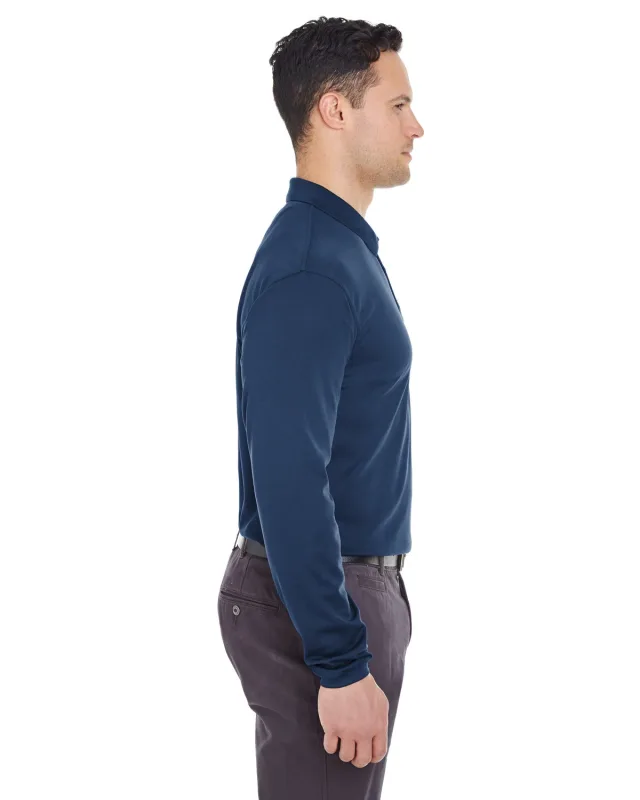UltraClub Adult Cool & Dry Long-Sleeve Mesh Piqué Polo — view 16