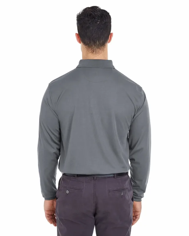 UltraClub Adult Cool & Dry Long-Sleeve Mesh Piqué Polo — view 17