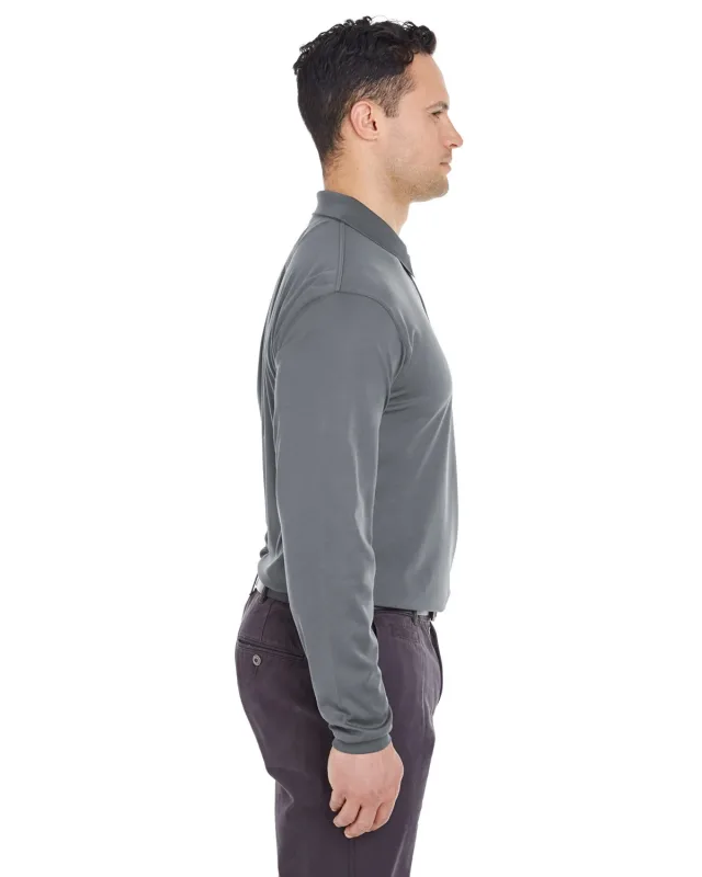 UltraClub Adult Cool & Dry Long-Sleeve Mesh Piqué Polo — view 20