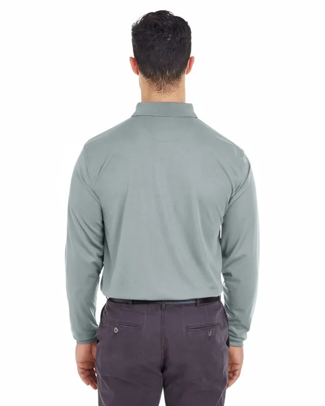 UltraClub Adult Cool & Dry Long-Sleeve Mesh Piqué Polo — view 21