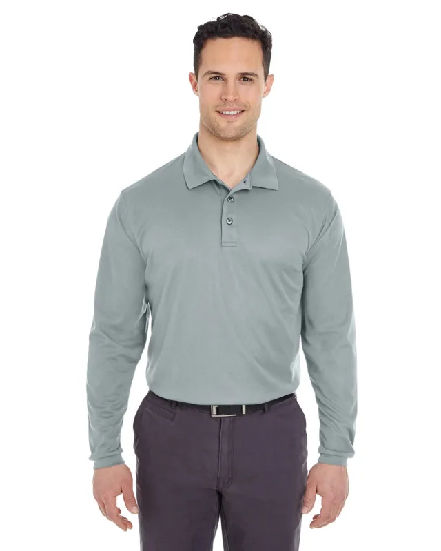 UltraClub Adult Cool & Dry Long-Sleeve Mesh Piqué Polo — view 22