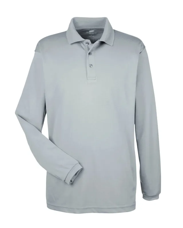 UltraClub Adult Cool & Dry Long-Sleeve Mesh Piqué Polo — view 23