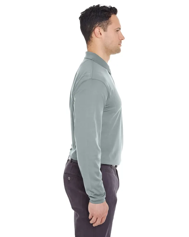 UltraClub Adult Cool & Dry Long-Sleeve Mesh Piqué Polo — view 24