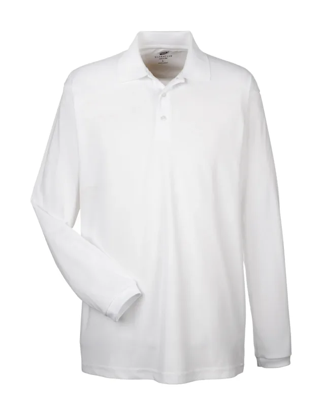 UltraClub Adult Cool & Dry Long-Sleeve Mesh Piqué Polo — view 3