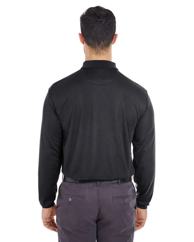 UltraClub Adult Cool & Dry Long-Sleeve Mesh Piqué Polo — view 5