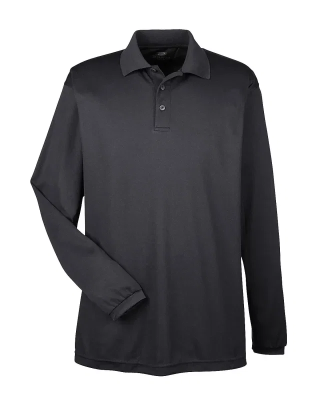 UltraClub Adult Cool & Dry Long-Sleeve Mesh Piqué Polo — view 7