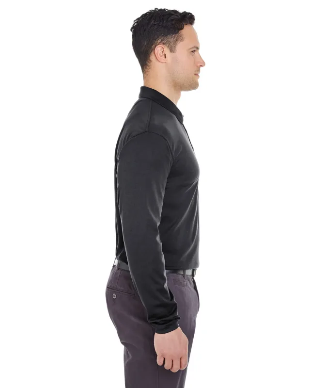 UltraClub Adult Cool & Dry Long-Sleeve Mesh Piqué Polo — view 8