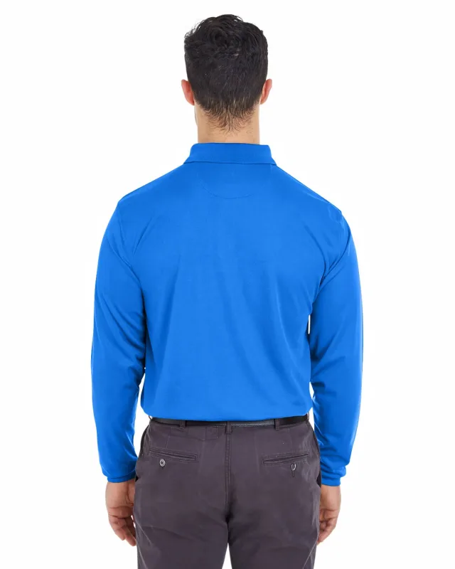 UltraClub Adult Cool & Dry Long-Sleeve Mesh Piqué Polo — view 9