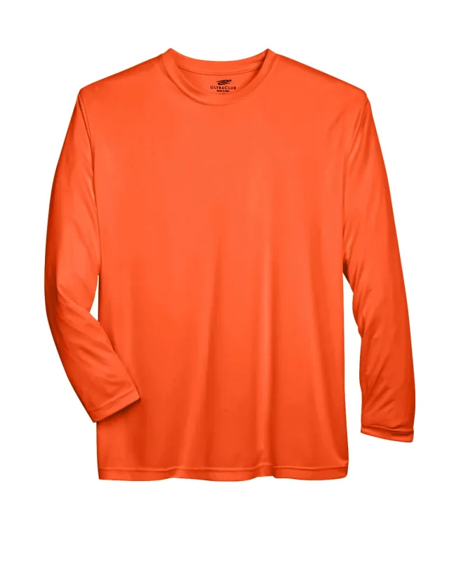 UltraClub Adult Cool & Dry Sport Long-Sleeve Performance Interlock T-Shirt — view 10