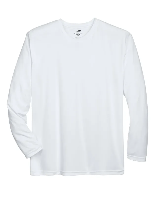 UltraClub Adult Cool & Dry Sport Long-Sleeve Performance Interlock T-Shirt — view 3
