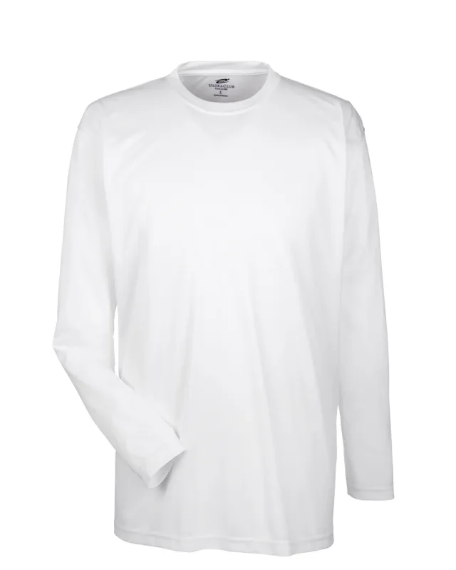 UltraClub Adult Cool & Dry Sport Long-Sleeve Performance Interlock T-Shirt — view 5