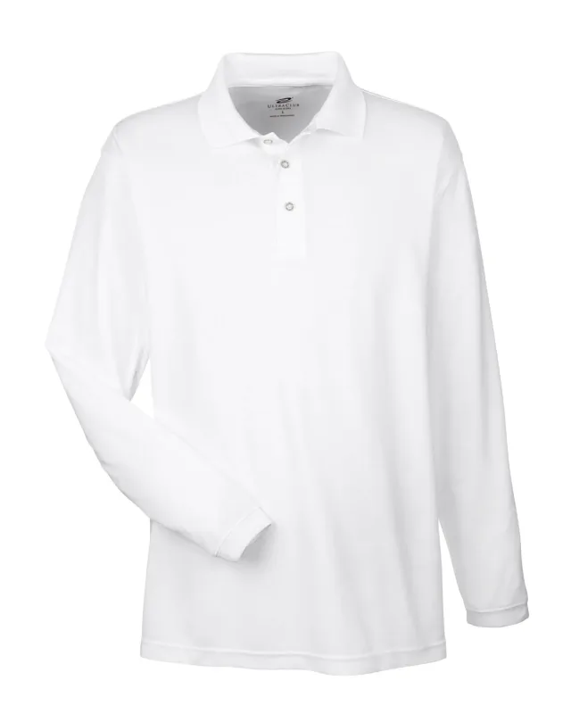 UltraClub Adult Cool & Dry Sport Long-Sleeve Polo — view 3
