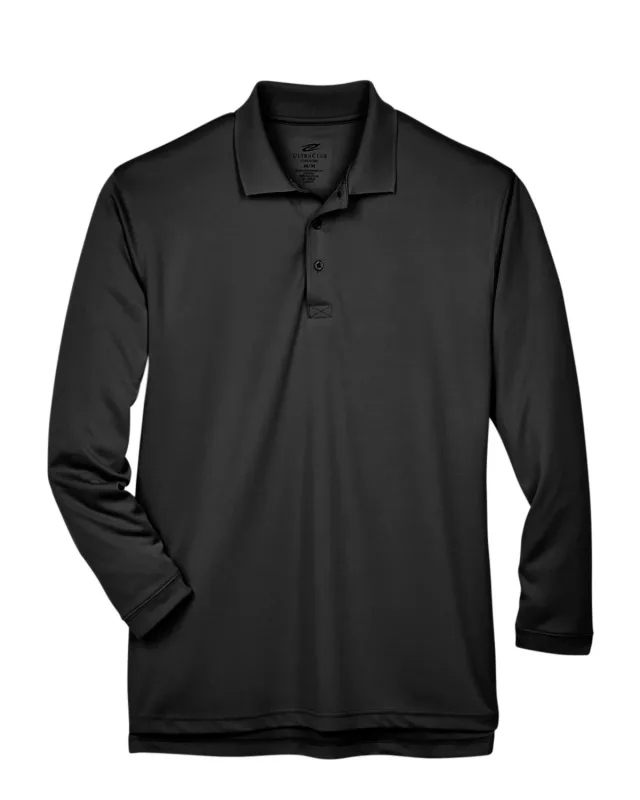 UltraClub Adult Cool & Dry Sport Long-Sleeve Polo — view 8
