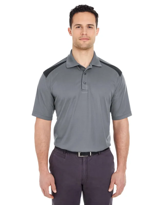 UltraClub Adult Cool & Dry Two-Tone Mesh Piqué Polo — view 2
