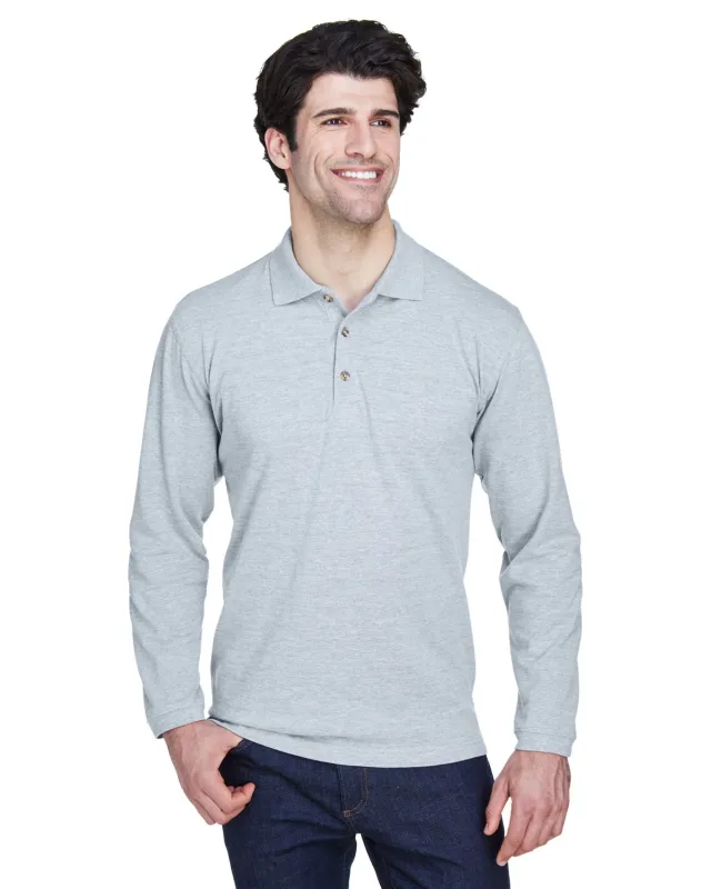 UltraClub Adult Long-Sleeve Classic Piqué Polo — view 11