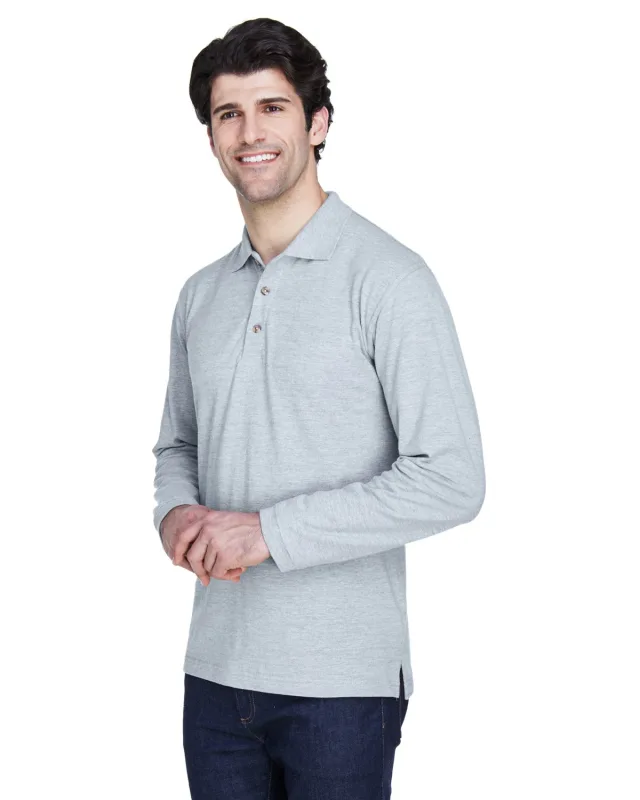 UltraClub Adult Long-Sleeve Classic Piqué Polo — view 13
