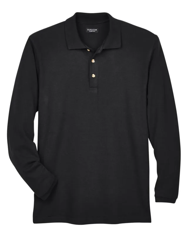 UltraClub Adult Long-Sleeve Classic Piqué Polo — view 17