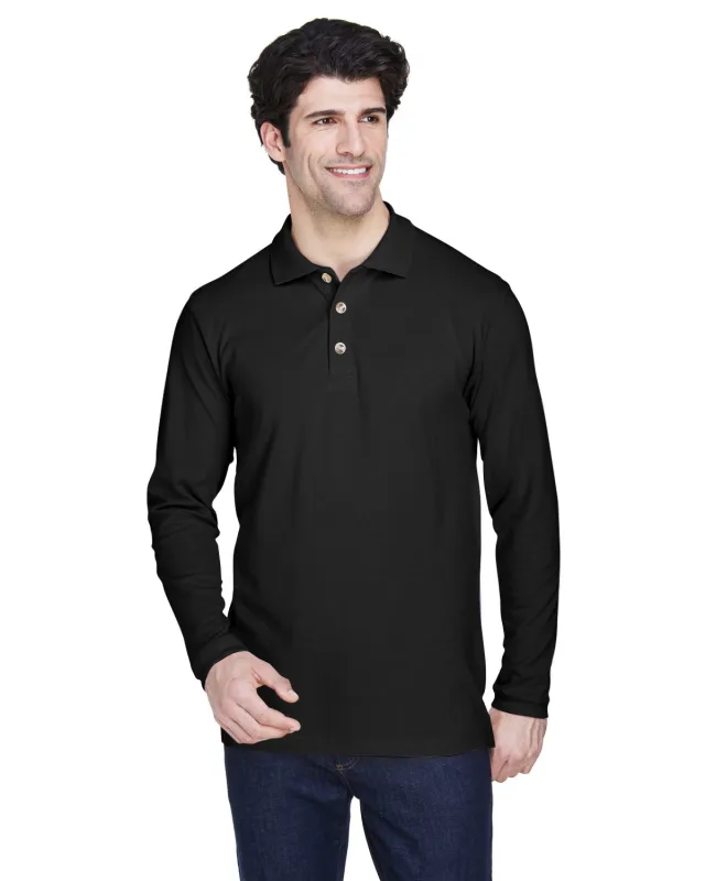 UltraClub Adult Long-Sleeve Classic Piqué Polo — view 18