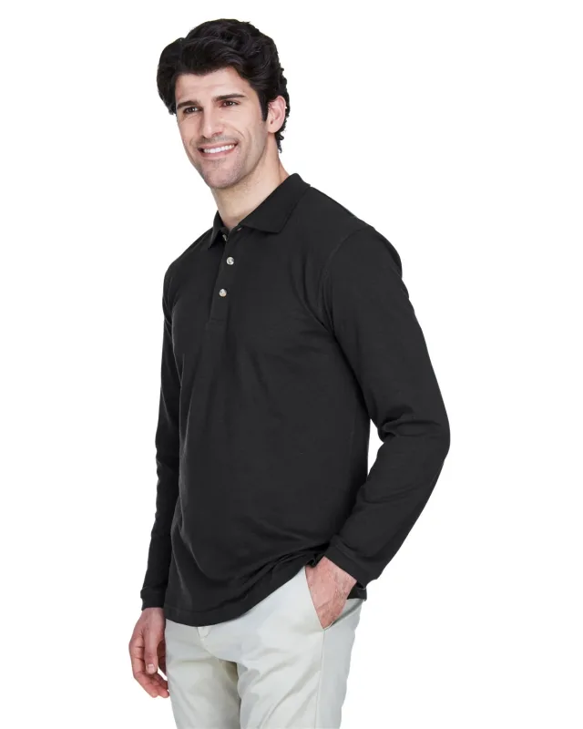UltraClub Adult Long-Sleeve Classic Piqué Polo — view 19