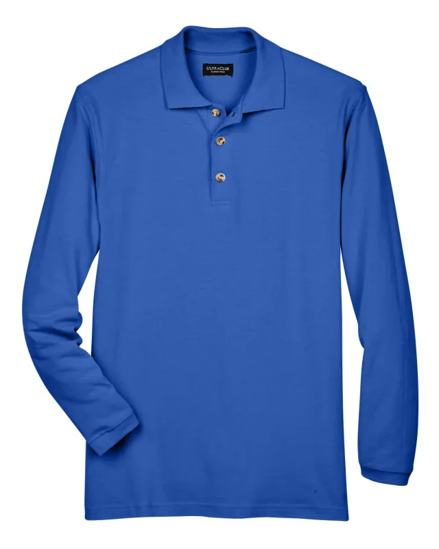 UltraClub Adult Long-Sleeve Classic Piqué Polo — view 23