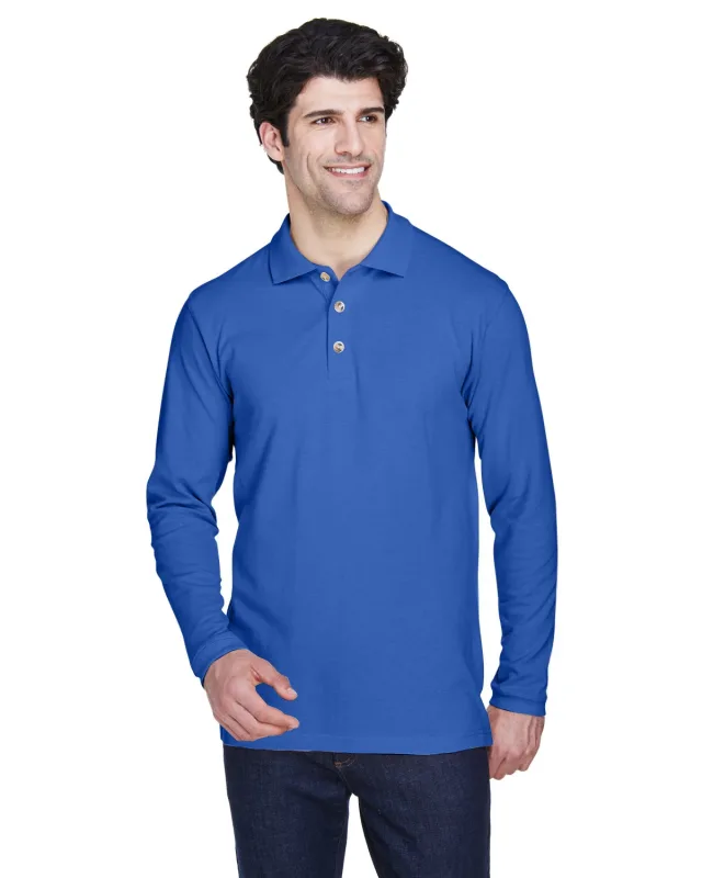 UltraClub Adult Long-Sleeve Classic Piqué Polo — view 24