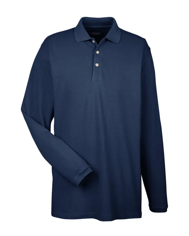 UltraClub Adult Long-Sleeve Classic Piqué Polo — view 32