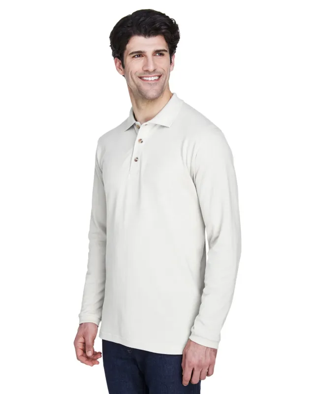 UltraClub Adult Long-Sleeve Classic Piqué Polo — view 6