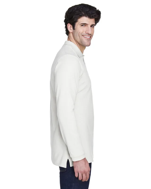 UltraClub Adult Long-Sleeve Classic Piqué Polo — view 7