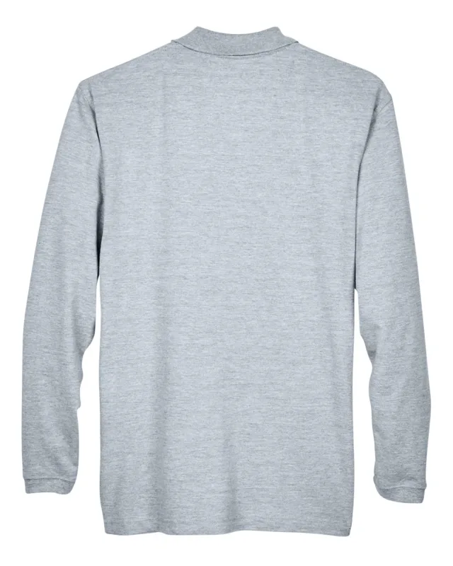 UltraClub Adult Long-Sleeve Classic Piqué Polo — view 9